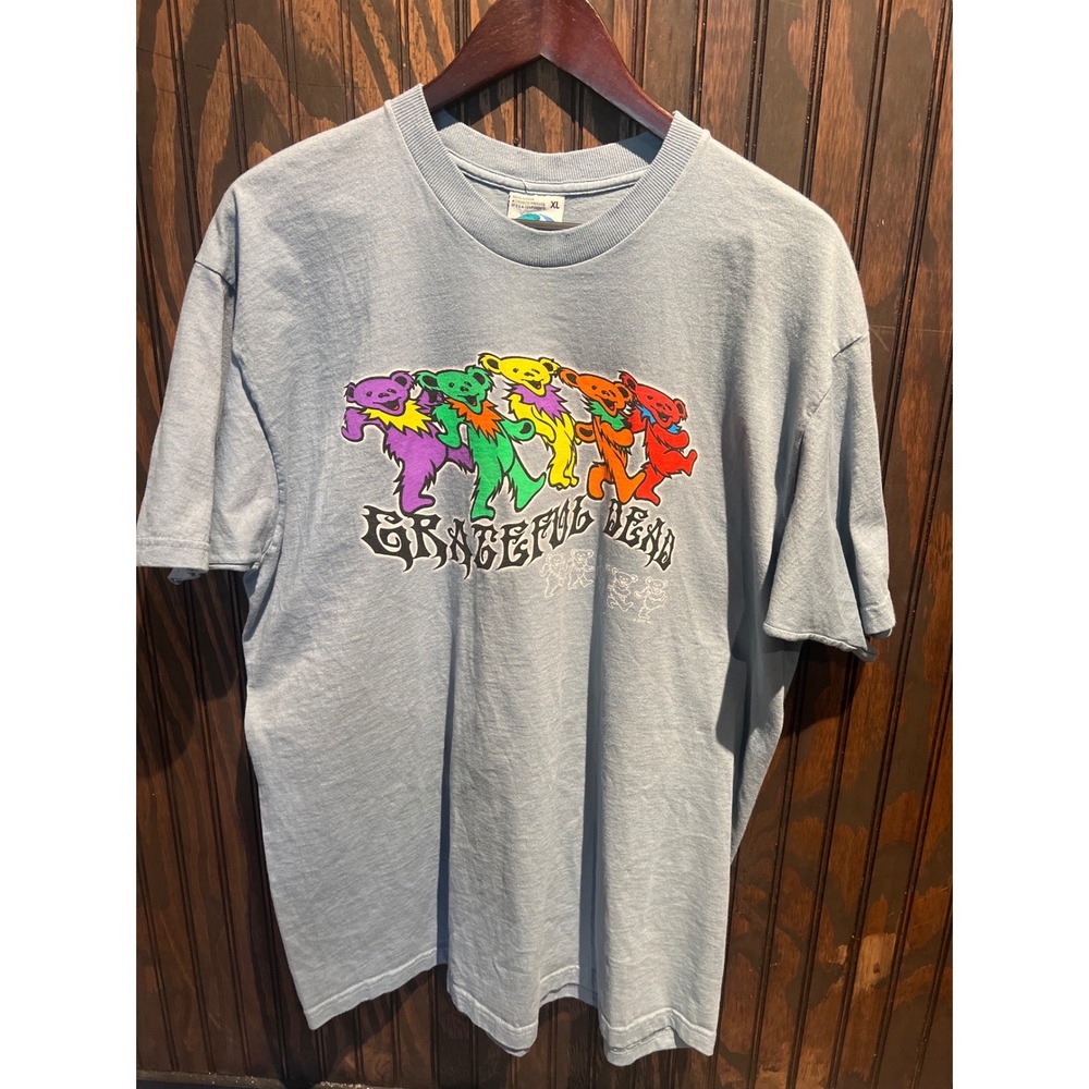 Vintage Grateful Dead Dancing Bears Graphic T-ShirtXL Light Blue Liquid Blue 90s